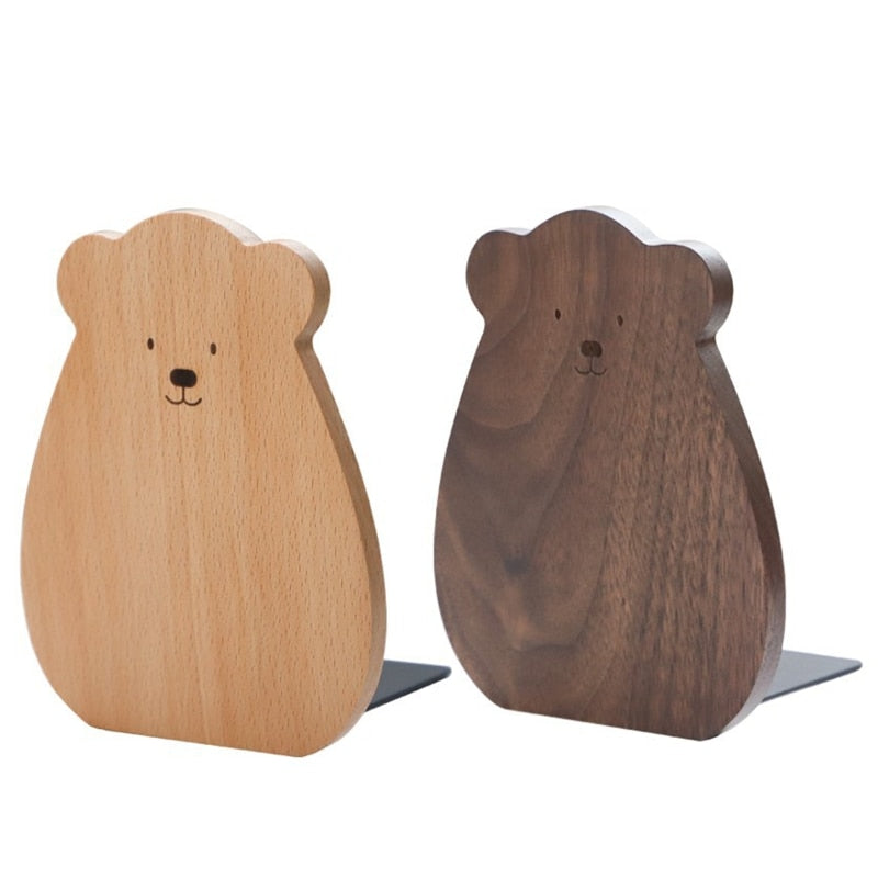 Serre-Livres Luxueux En Bois Forme Ours