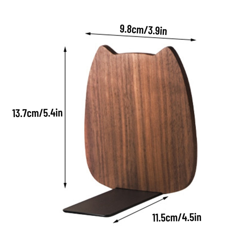 Serre-Livres Chat Élegance en Bois